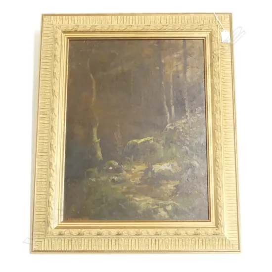 W. MENZIES GIBB OIL PAINTING on canvas on board BUSH SCENE with foxgloves 470 x 355mm