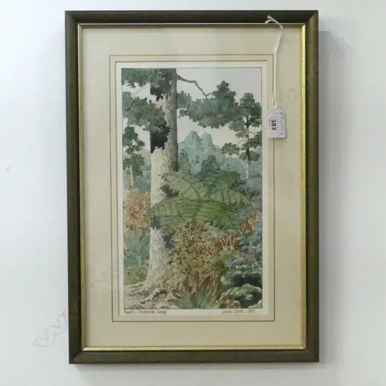 LYNDA CLARKE 'KAURIS, COROMANDEL RANGE' WC 1987 290x175mm