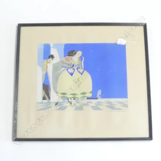 Umberto BRUNELLESCHI (1879-1949)  'Serenata di Sera' Ltd. Ed.Art Deco period STENCIL PRINT Signed & numbered 222. 270 x 350mm