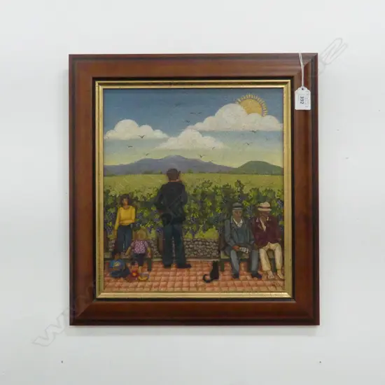 ROSEANNA M. WOHNSIEDLER 'WE HEARD IT ON THE GRAPEVINE' ACRYLIC ON BOARD, 2001 315x280mm