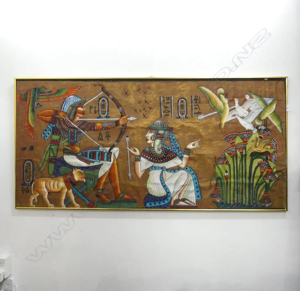 HAND PAINTED EGYPTIAN ARTWORK  735x1540mm (No Glass) Image 1++