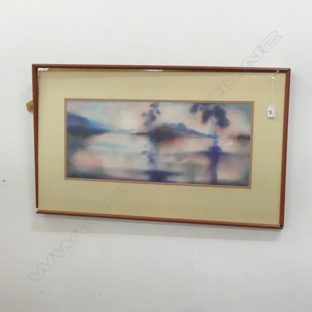 KAREL BURROWS, ABSTRACT LANDSCAPE WC, 1986 260x605mm FRAME FAULTED Image 1++