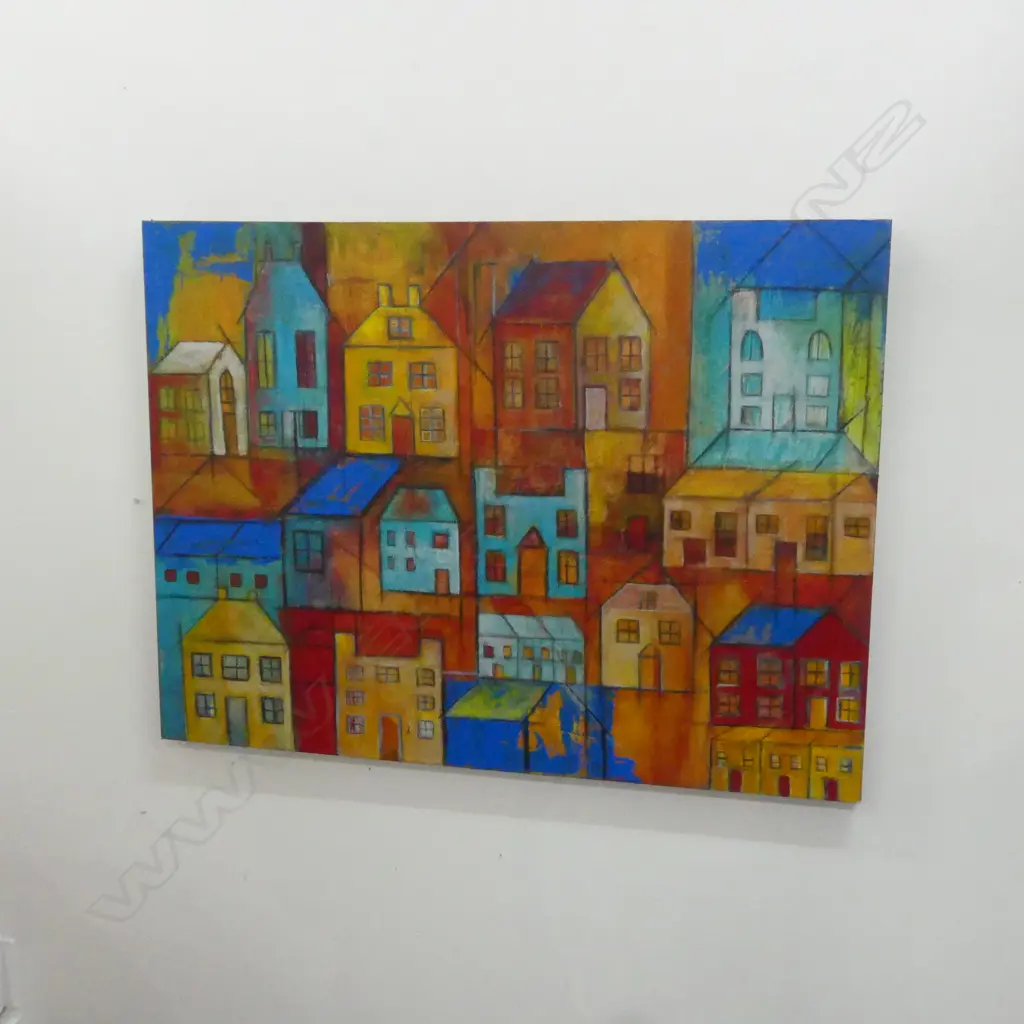 JULIE WHYMAN 'THE NEIGHBOURHOOD' ACRYLIC ON CANVAS, 2014 760x1020mm Image 1++