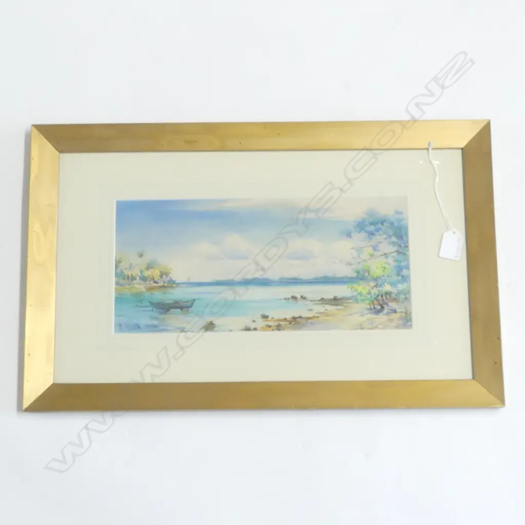 WATER COLOUR BEACH SCENE W. ALISTAIR MacDONALD 170 x 350mm Image 1++