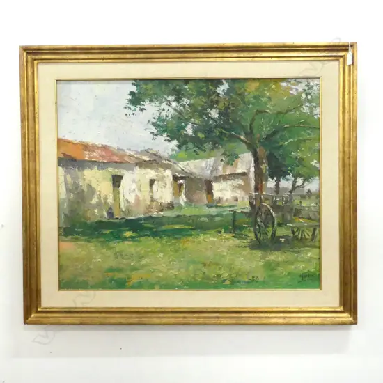 M. DE VITA (Uruguayan, 1923 - 2004), FARM YARD, OIL ON CANVAS, 635x790mm