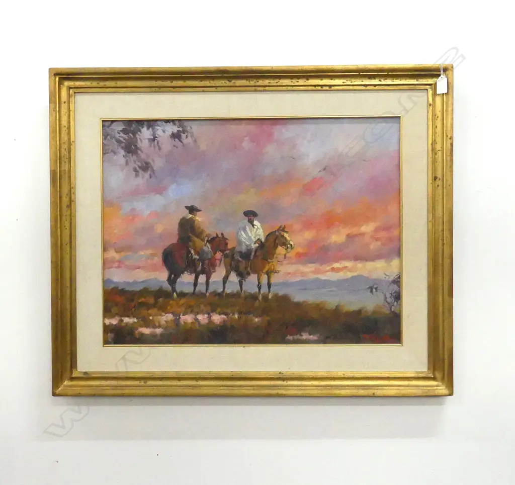 FEDERICO REILLY (Uruguayan, 1922 - 2013), 2 GAUCHO (HORSEMEN), OIL ON CANVAS '77 480x630mm Image 1++