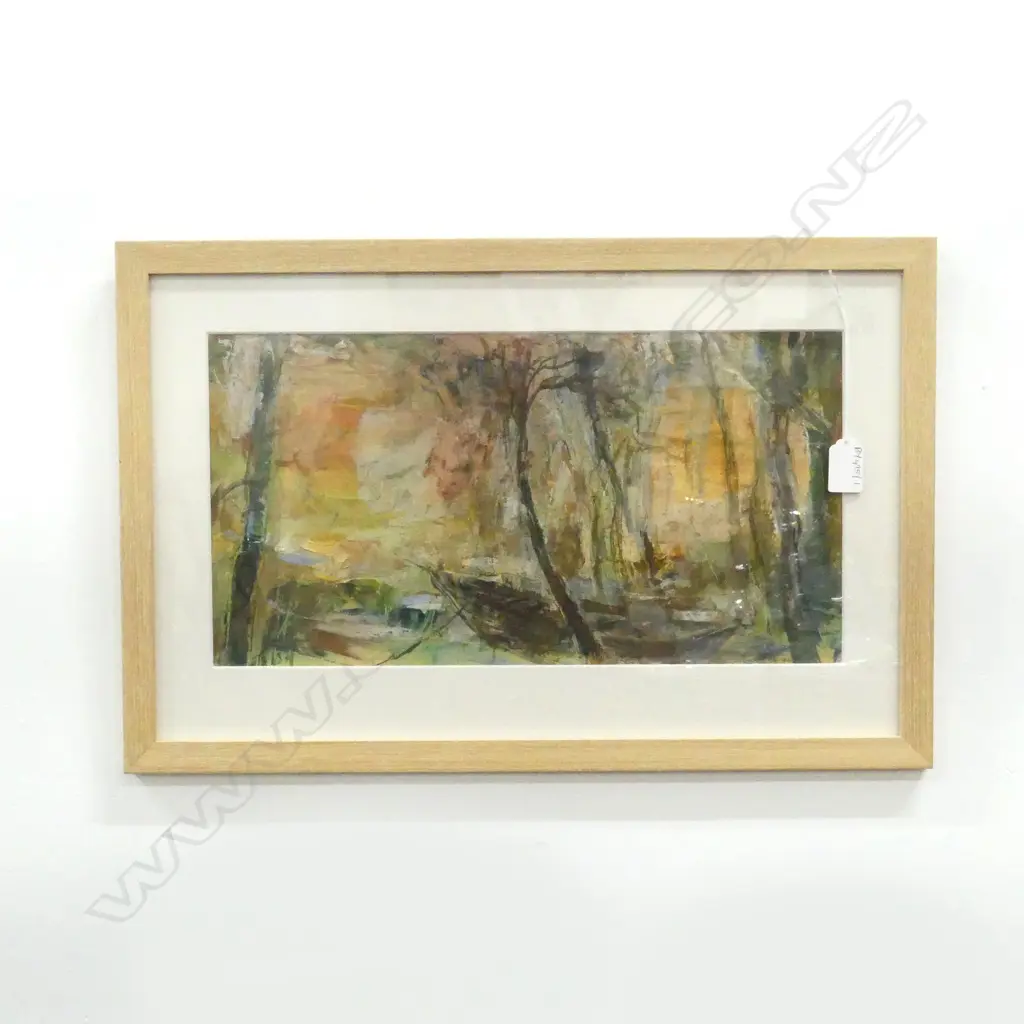 SIGNED ABSTRACT MIXED MEDIA, 215x410mm Image 1++