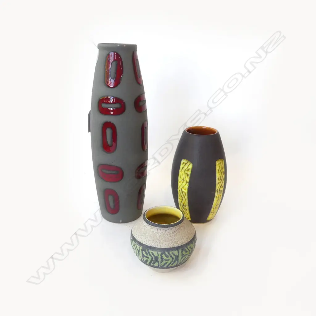 3 RETRO GERMAN VASES H.275mm Image 1++