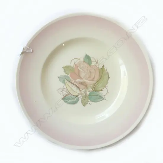 SIX SUSIE COOPER PINK PATRICIA ROSE DINNER PLATES, D.254MM