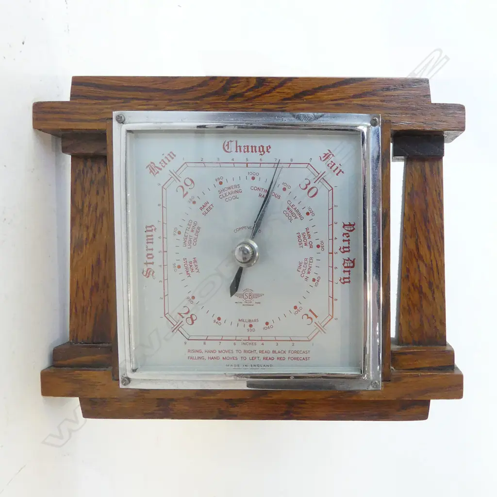 SMITHS ART DECO OAK CASED BAROMETER MADE IN ENGLAND, L.210MM Image 1++