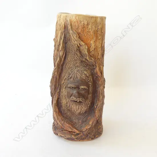 SIGNED KAMILA ABORIGINAL STUDIO POTTERY FACE VASE, H.270mm