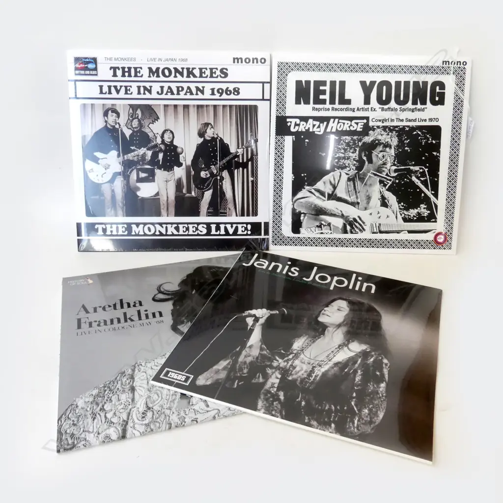 4 SEALED LP RECORDS; NEIL YOUNG, JANIS JOPLIN, MONKEES, ARETHA FRANKLIN Image 1++