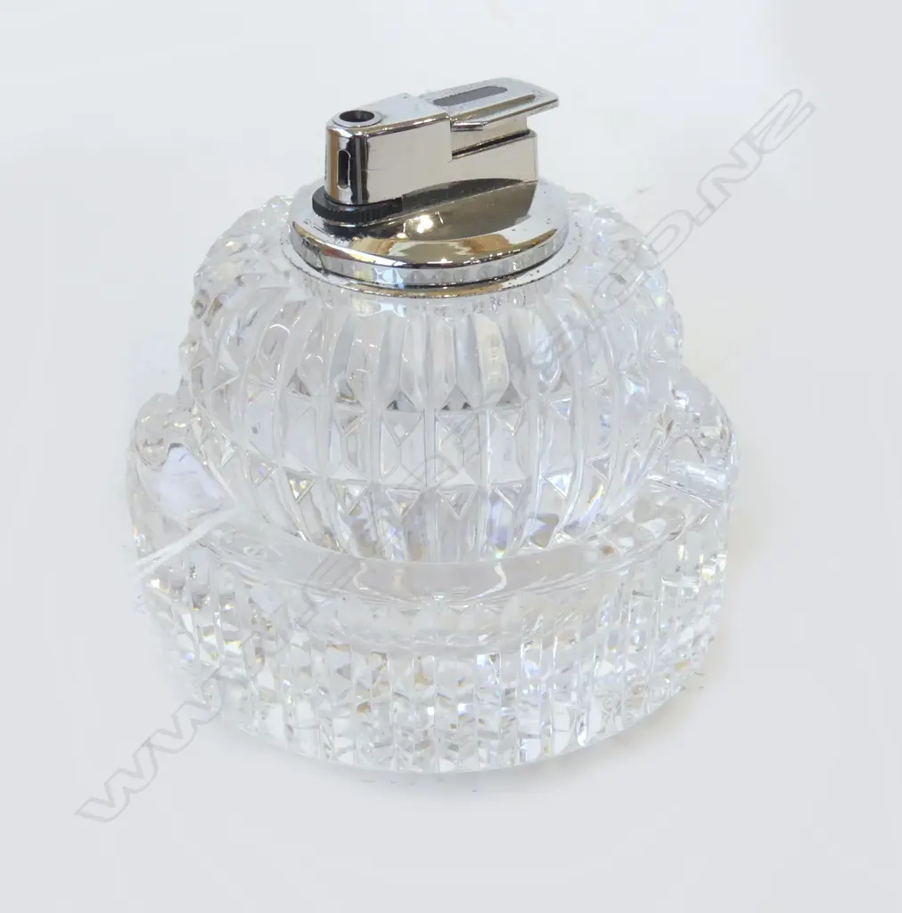 WATERFORD ASHTRAY 100mm dia & TABLE LIGHTER Image 1++