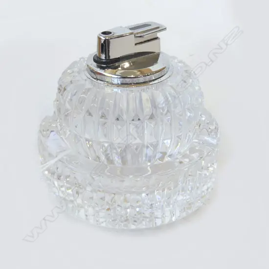 WATERFORD ASHTRAY 100mm dia & TABLE LIGHTER