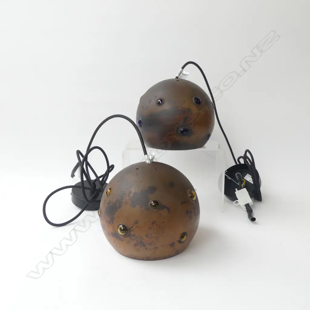 2 VINTAGE 1960s NANNY STILL MCKINNEY FOR RAAK  PENDANT LIGHTS - FAULTS H.140mm, 180mm dia Image 1++