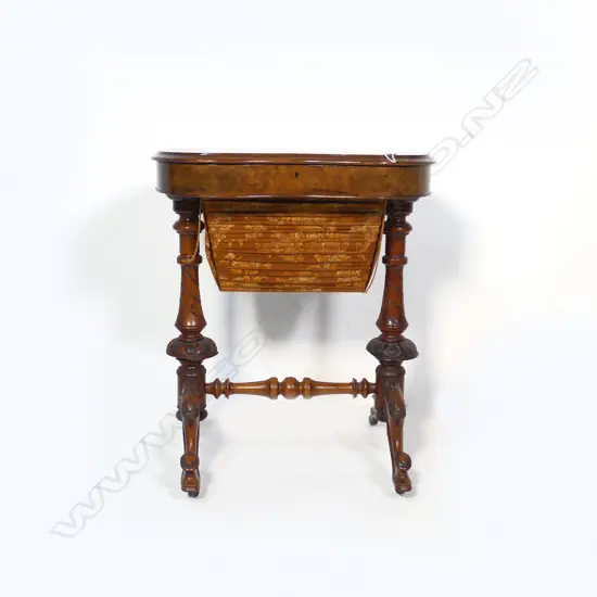 VICTORIAN WALNUT SEWING TABLE 630x415x720mm (minor old damage)