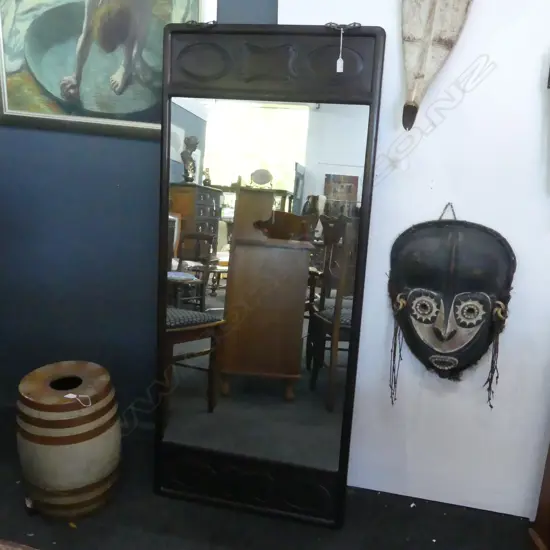 LGE VINTAGE CHINESE ROSEWOOD FRAMED MIRROR. 1505 x 640mm.