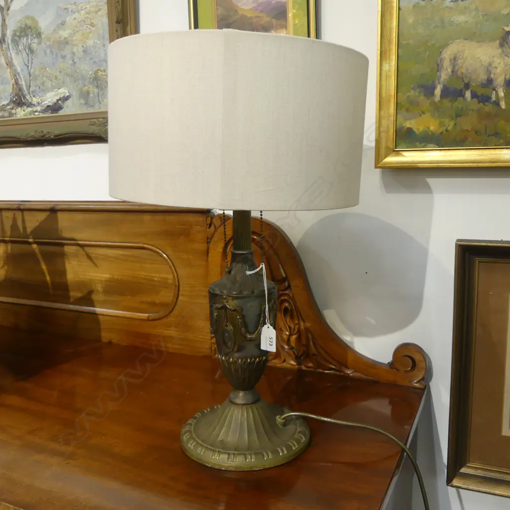 ANTIQUE METAL LAMP w. 3 BULBS (WORKS) H.545mm Image 1++