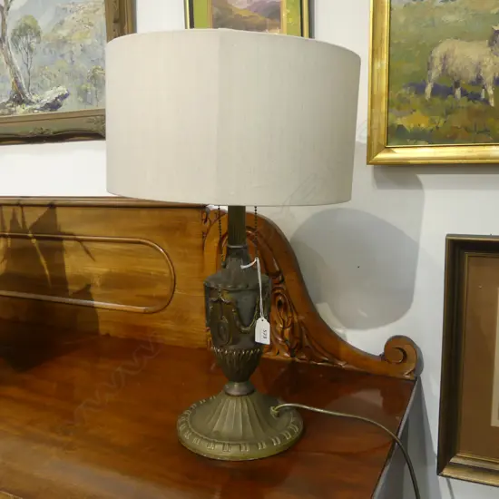 ANTIQUE METAL LAMP w. 3 BULBS (WORKS) H.545mm