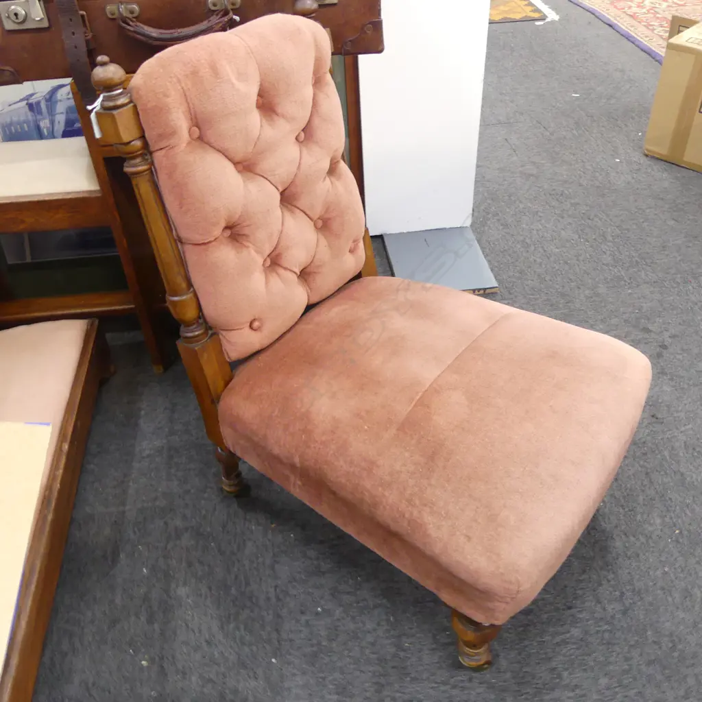 VICTORIAN NURSING CHAIR PINK UPHOLSTERY Image 1++