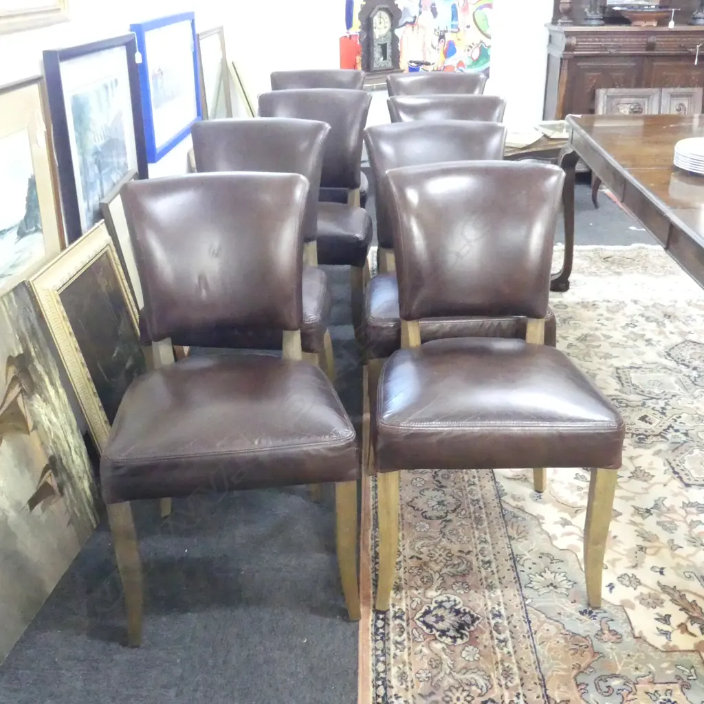 8 MODERN BROWN VINYL DINING CHAIRS Image 1++