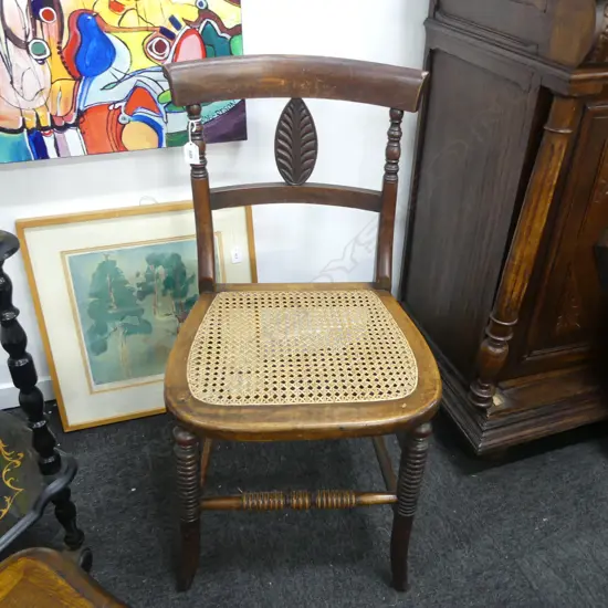 ANTIQUE CHAIR, CANED SEAT