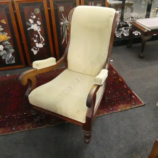 VICTORIAN SCROLL ARM ARMCHAIR