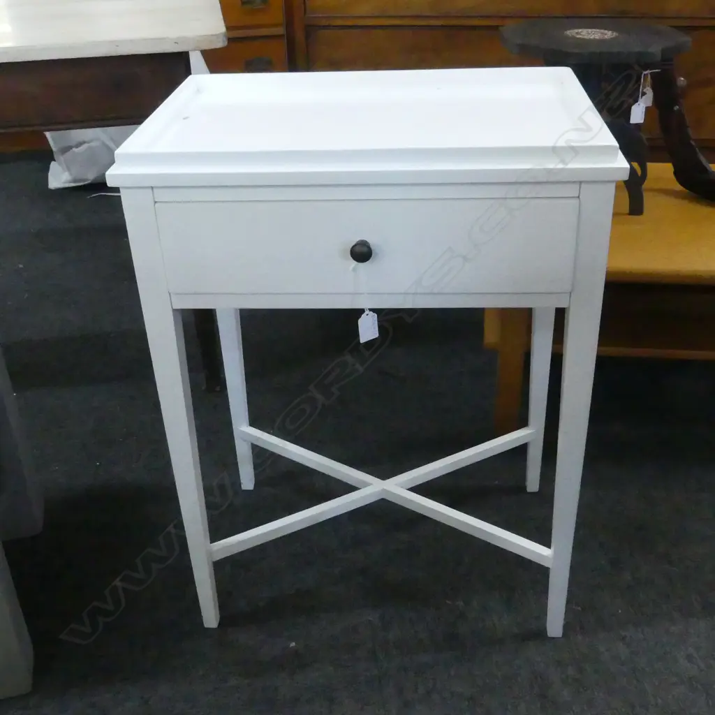 WHITE BEDSIDE TABLE 540x350x720mm Image 1++