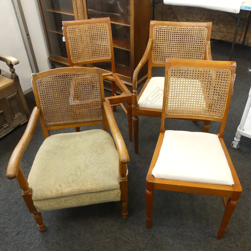 4 CANED BACK CHAIRS (PR + 2) Image 1++