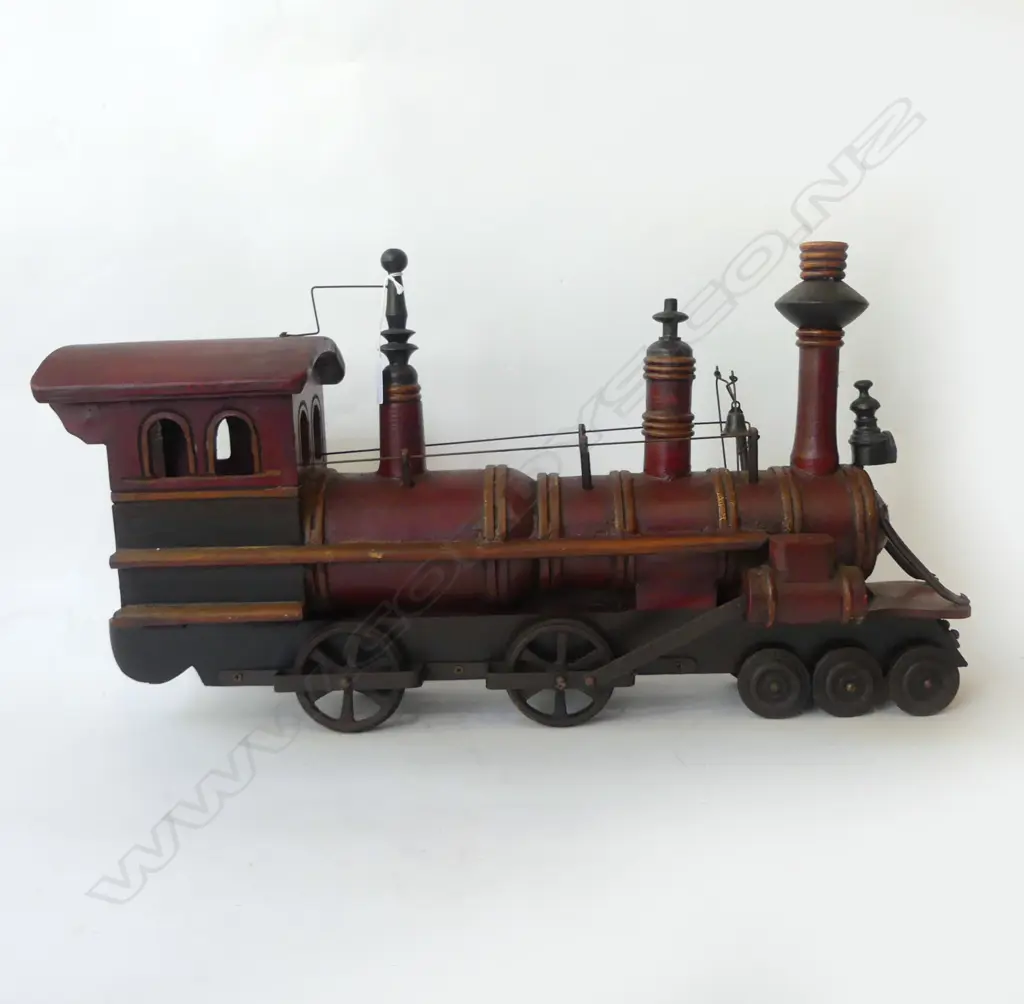 FOLK ART WOOD AND IRON MODEL LOCOMOTIVE, L.660mm Image 1++