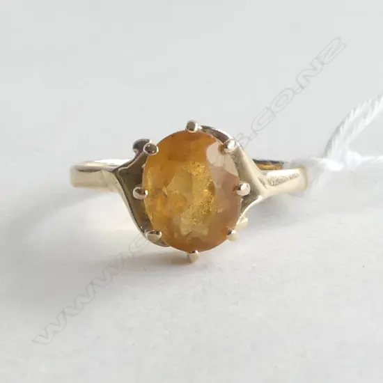 9CT CITRINE RING SIZE Q  2.3gms