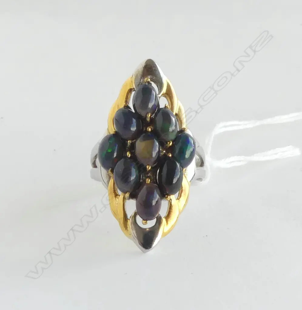 925 & BLACK OPAL RING  SIZE P Image 1++