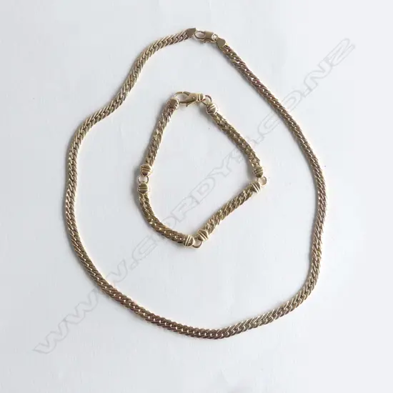 9CT YELLOW GOLD HOLLOW NECKLACE & MATCHING BRACELET 23.4 GRAMS FAULTS