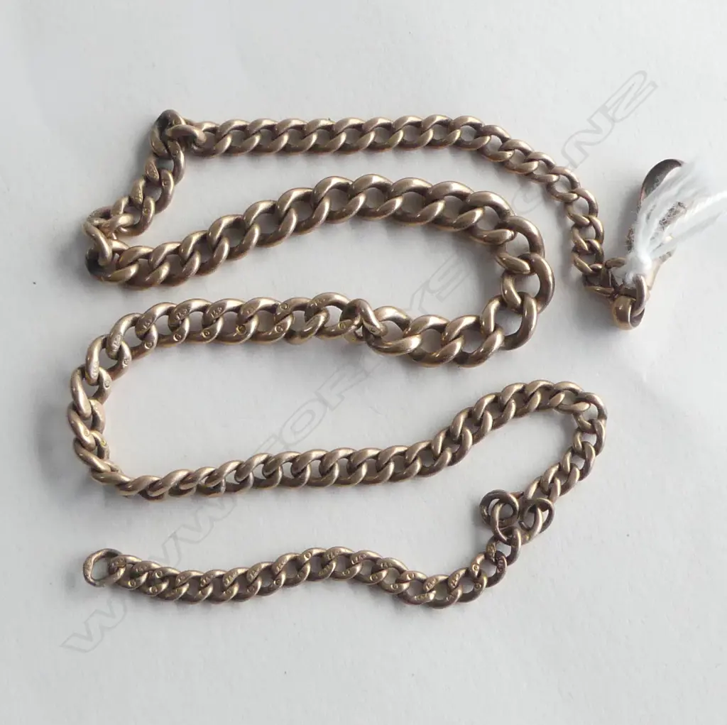 c1900 9ct ROSE GOLD GRADUATED CURB LINK ALBERT CHAIN L.380mm 21gms Image 1++