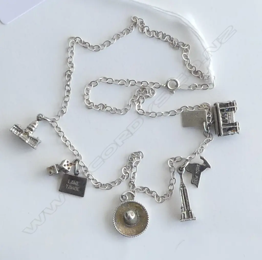 'STERLING BY BELL' SILVER CHARM NECKLACE Image 1++