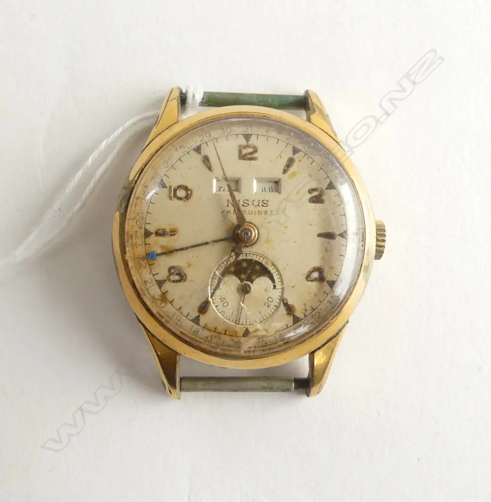 GP NISUS (SWISS) WATCH w. DATE & MOON PHASE  Image 1++