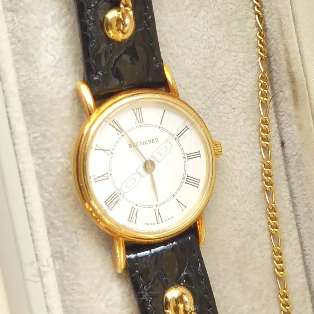 18CT BUCHERER WOMANS WRIST WATCH w.18 CT GOLD ACCESSORY STRAP, BOXED Image 1++