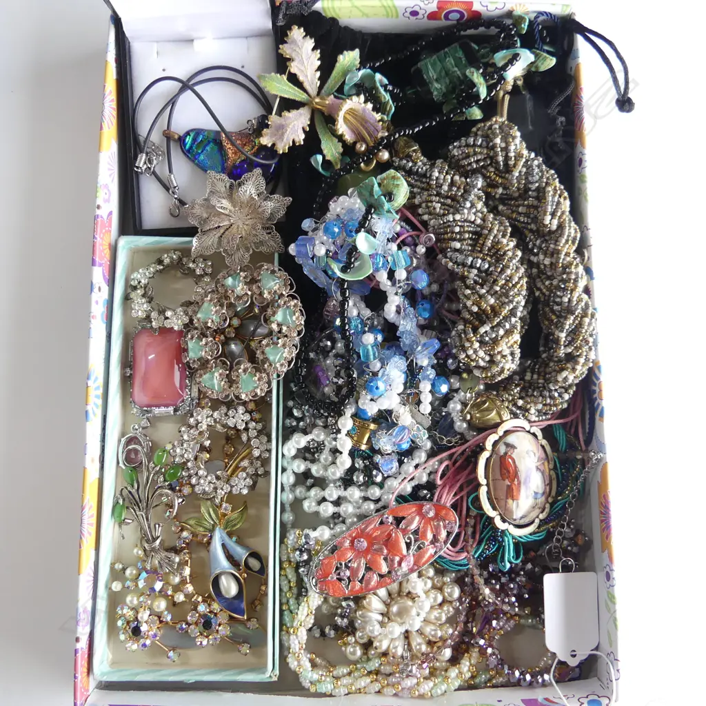 ASST. COSTUME JEWELLERY, BROOCHES, NECKLACES ETC Image 1++