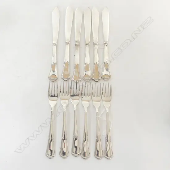 INDIAN SILVER 6 PLACE COOKE AND KELVEY FISH KNIFE AND FORK SET 863gms