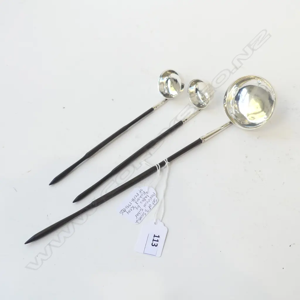 3 STG SILVER TODDY LADLES BY RICHARD KEAY, PERTH 1791-1825 Image 1++