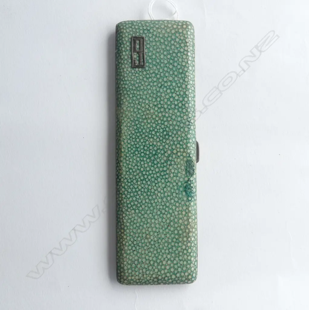 STG SILVER SHAGREEN CASE, LONDON 1934 170x50x10mm 151 gms Image 1++
