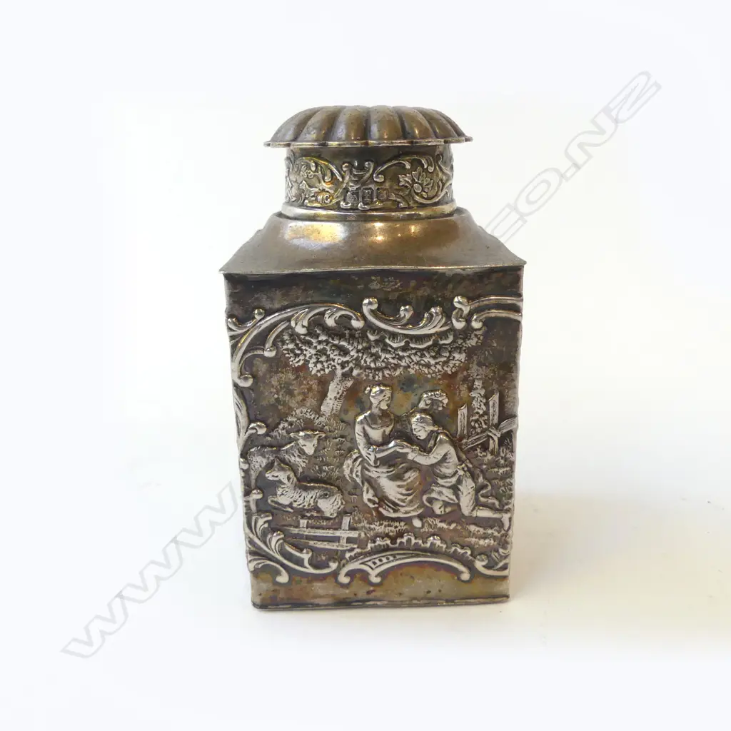 STG SILVER TEA CADDY, LONDON 1901 H.95mm 98gms Image 1++