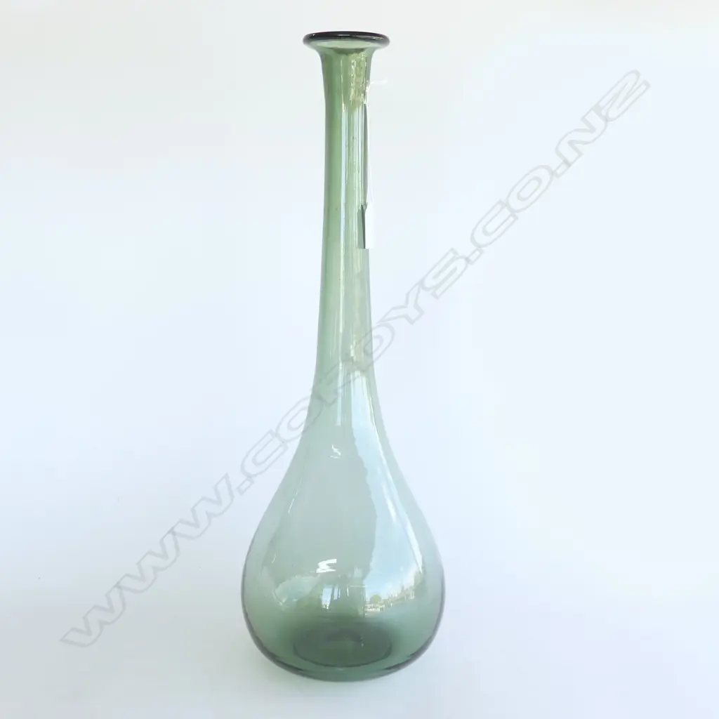 V TALL VINTAGE SCANDINAVIAN SMOKEY GREEN BOTTLE VASE, H.510mm Image 1++