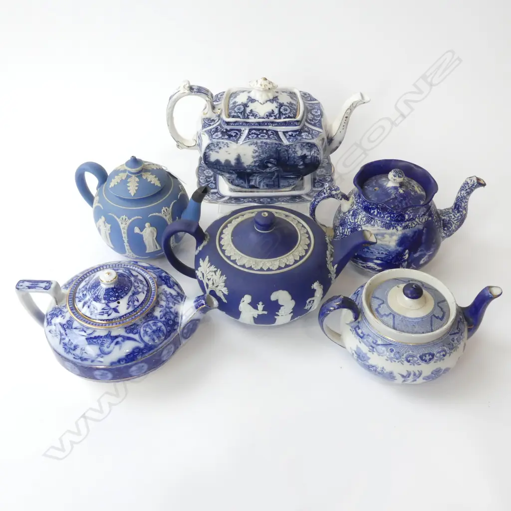 6 B/W TEAPOTS; WEDGWOOD ETC some faults Image 1++