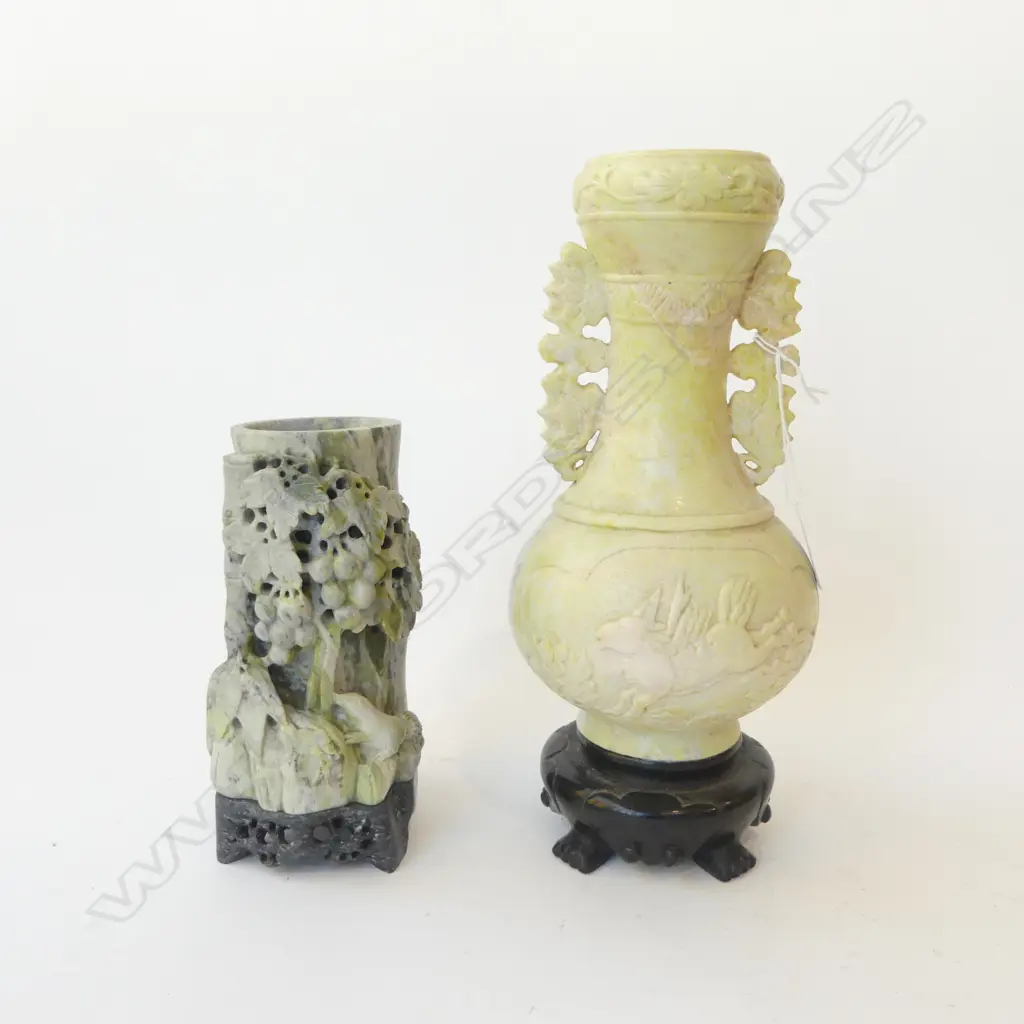 2  CARVED STONE CHINESE VASES H170-270MM Image 1++