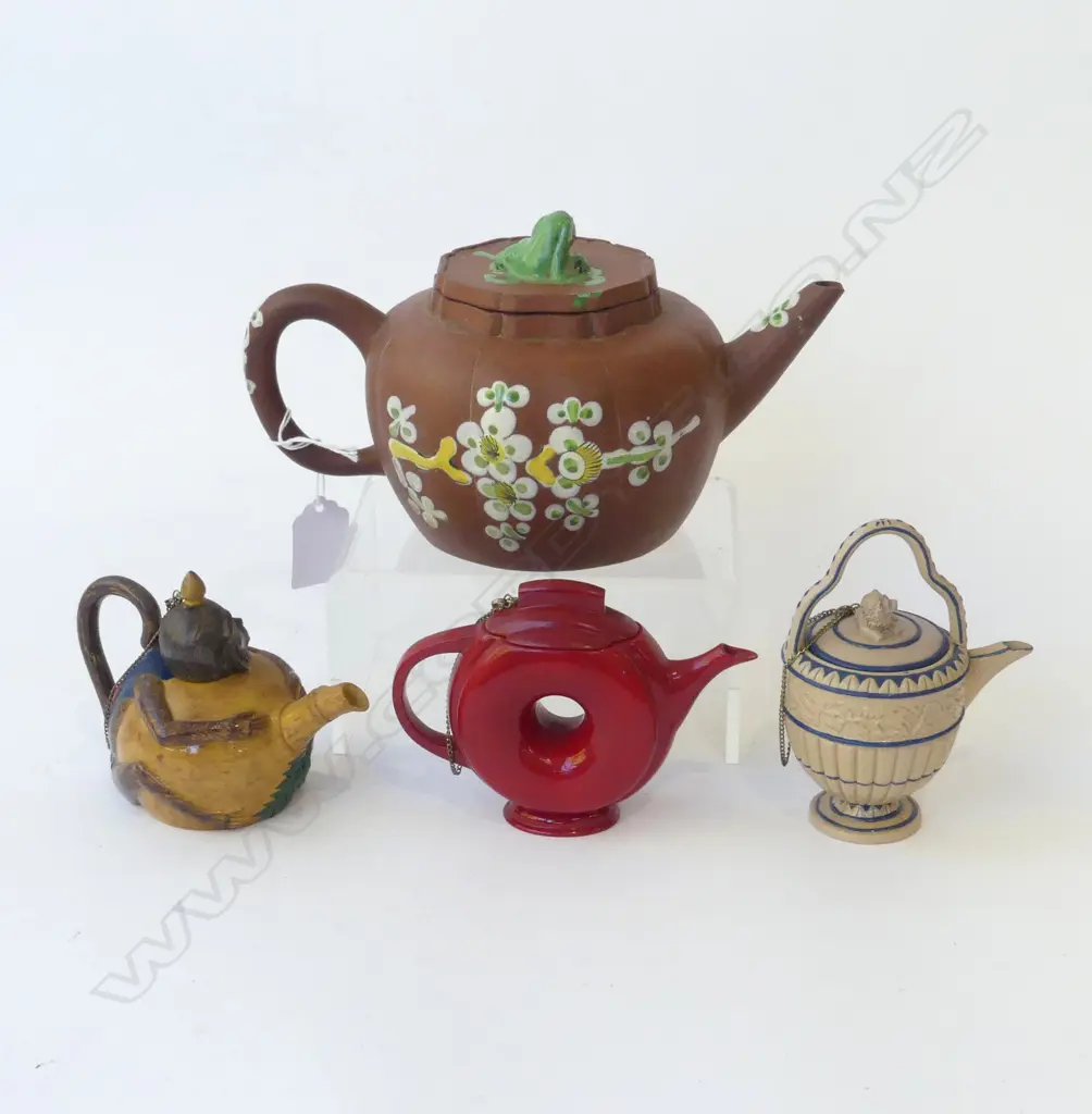 4 ORIENTAL TEAPOTS; 3 RESIN + YIXINGWARE Image 1++