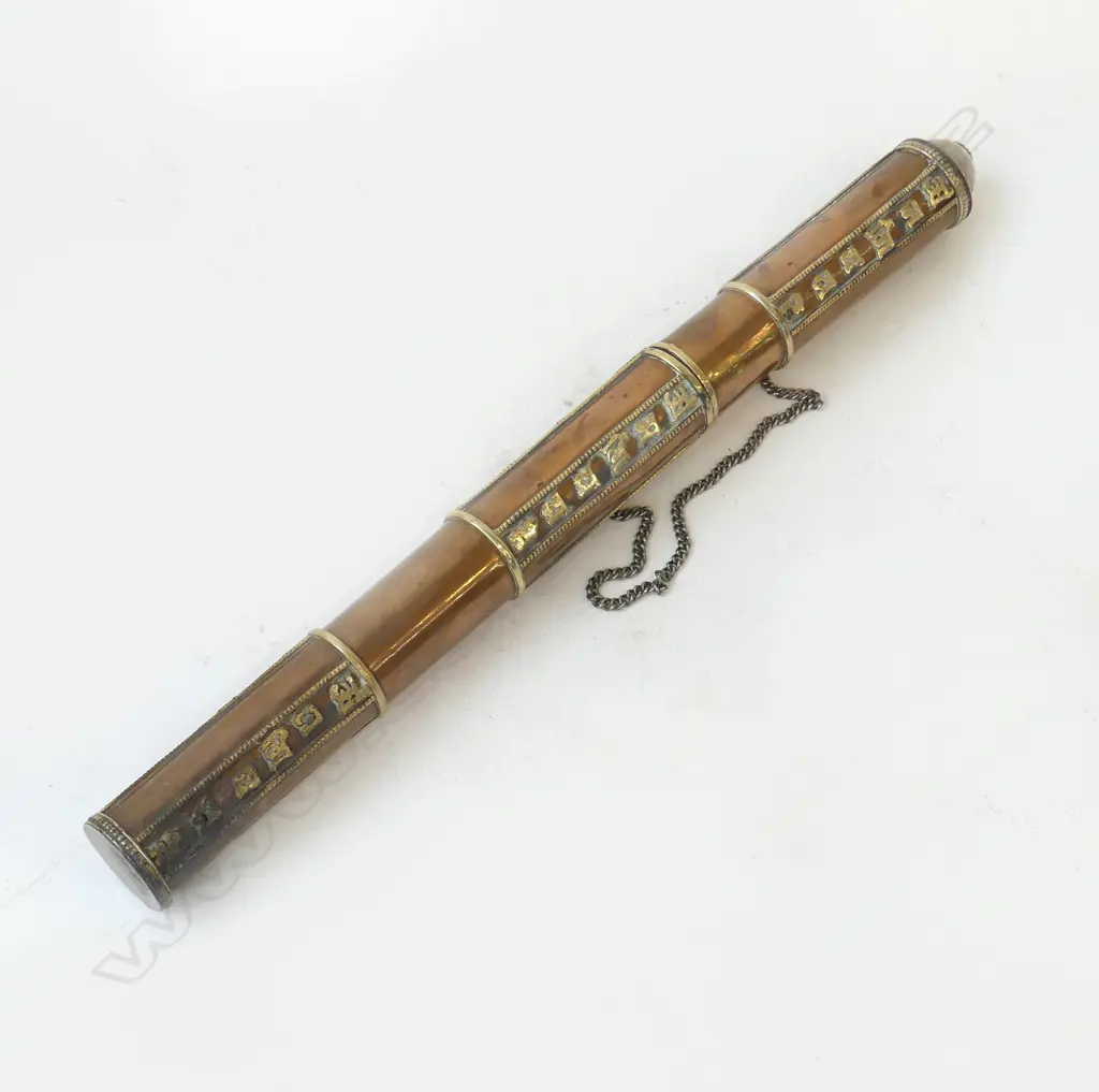 VINTAGE ORIENTAL COPPER SCROLL HOLDER? L.400mm Image 1++