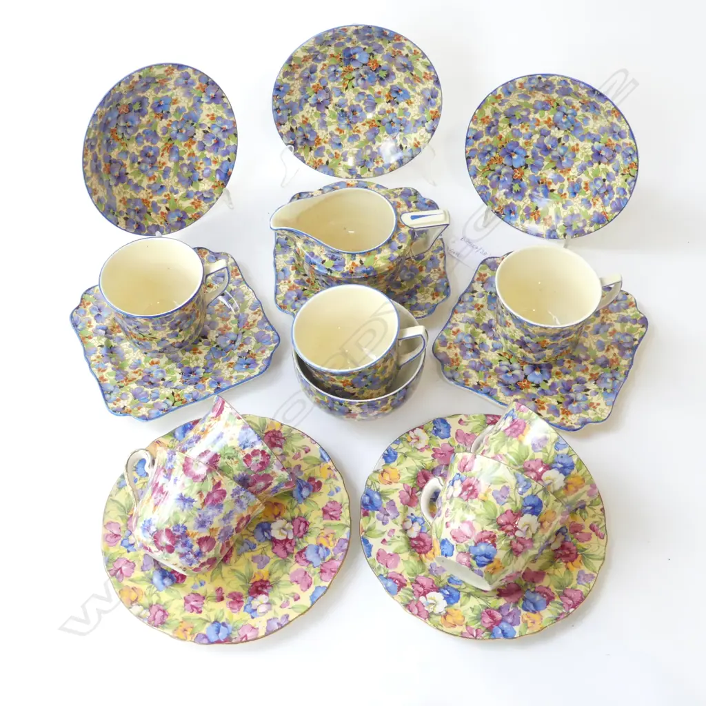 2 PART CHINTZ TEA SETS; 6 + 11 Image 1++
