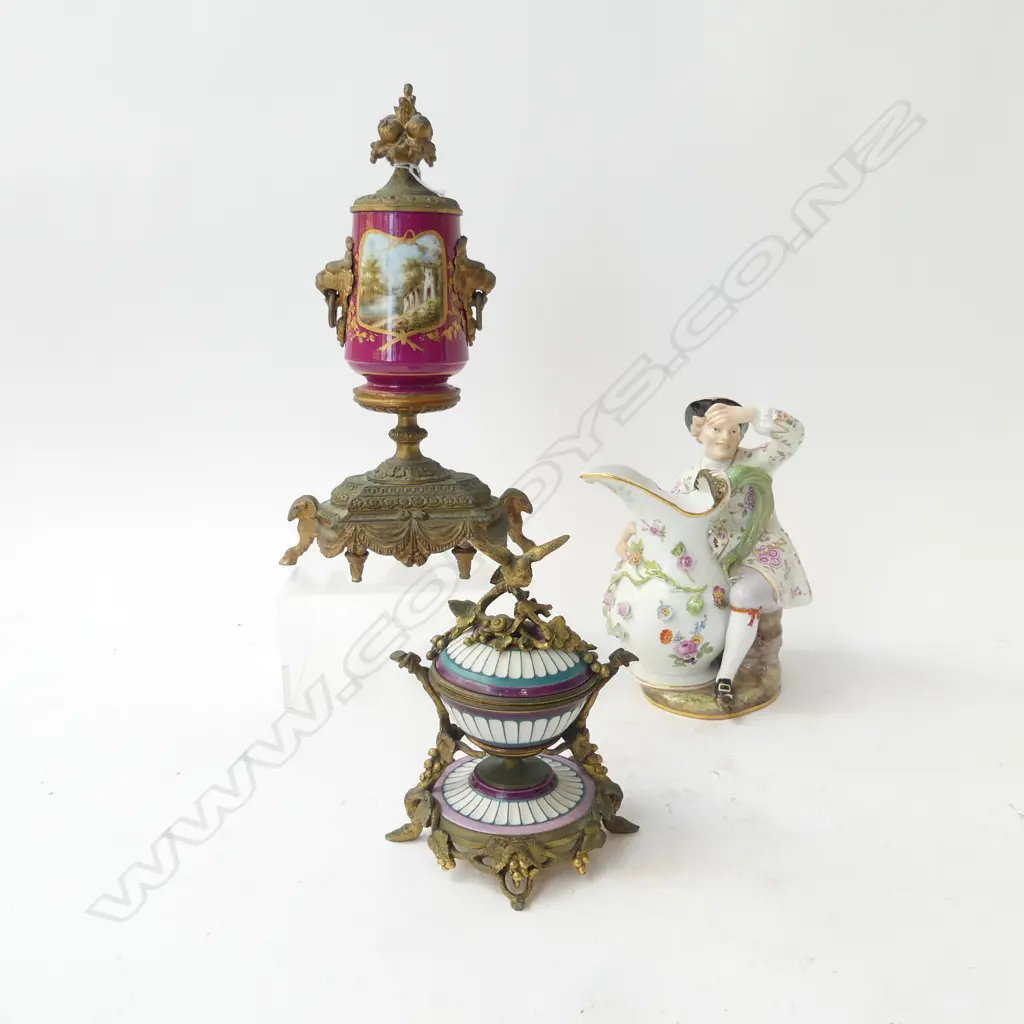19thC MEISSEN FIGURE H.170mm repairs + 2 GARNITURES H.275mm Image 1++