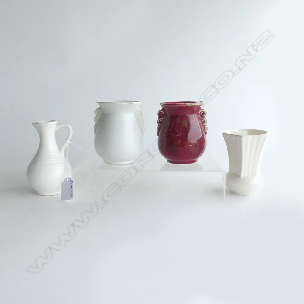 4 SM CROWN LYNN VASES ALL w FAULTS Image 1++